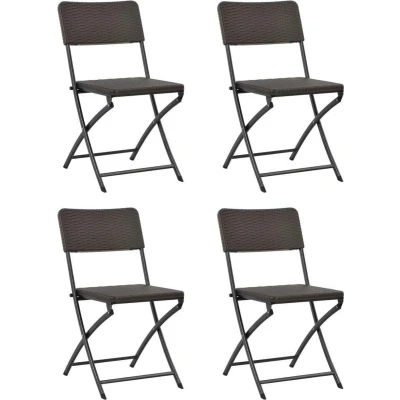 Afbeelding van vidaXL Tuinstoelen inklapbaar 4 st HDPE en staal bruin