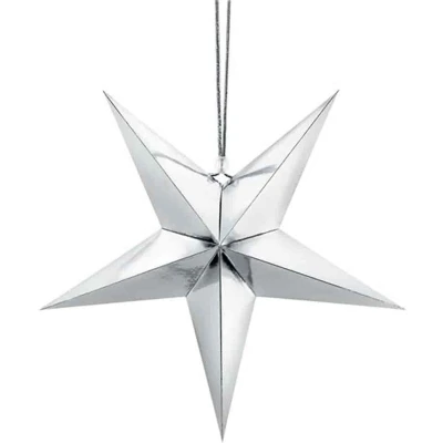Afbeelding van Partydeco Hanger Glimmende Ster Zilver (30 cm)