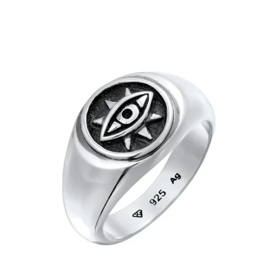Afbeelding van Kuzzoi EVIL EYE Ring, Heren, Maat: 64, Silber