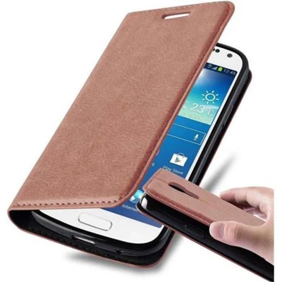 Afbeelding van Cadorabo Hoesje geschikt voor Samsung Galaxy S4 MINI in CAPPUCCINO BRUIN Beschermhoes met magnetische sluiting, standfunctie en kaartvakje Book Case Cover Etui