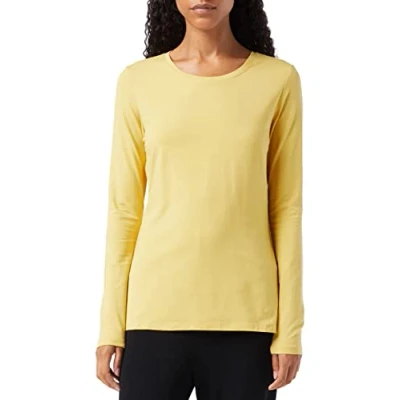 Image de Amazon Essentials T Shirt Col Rond à Manches Longues Coupe Classique (Grandes Tailles Disponibles) Women&#039;s, Jaune Foncé, L