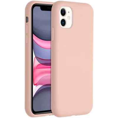 Afbeelding van Accezz Hoesje Geschikt voor iPhone 11 Siliconen Liquid Silicone Backcover Roze