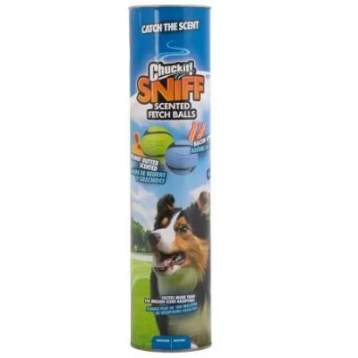 Afbeelding van Chuckit sniff fetch ball m 4 stuks met pindakaas en bacongeur