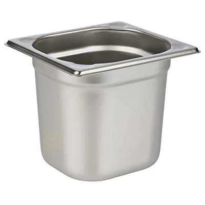 Afbeelding van APS 81606 GN 1/6 container, roestvrij staal, gastronormcontainer, afmetingen 175 x 160 mm/hoogte 150 mm/volume 2,4 liter