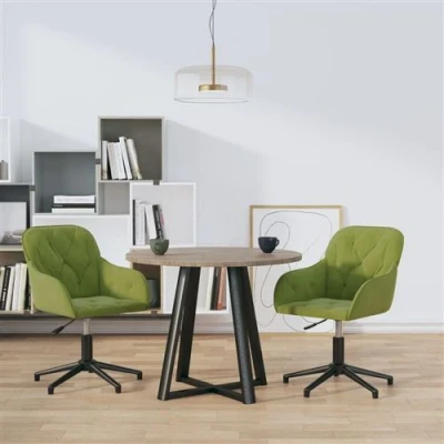 Afbeelding van vidaXL Eetkamerstoelen draaibaar 2 st fluweel lichtgroen