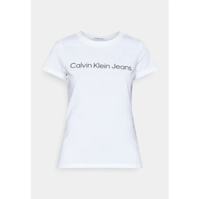 Afbeelding van Calvin Klein dames T shirt van katoen met logoprint in de kleur Wit, maat: XXS