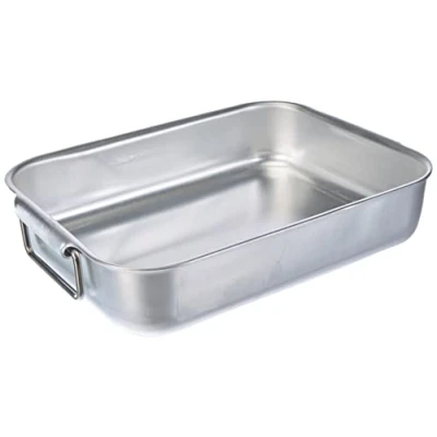Afbeelding van Pentole Agnelli Rechthoekige braadpan met rechte hoeken 2 schuine handgrepen, aluminium, zilver, 30 x 23 7 cm, zilverkleurig