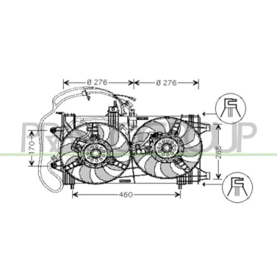 Afbeelding van PRASCO FT133F003 Radiator Ventilator 276 12 120 160 FIAT: Punto II Hatchback