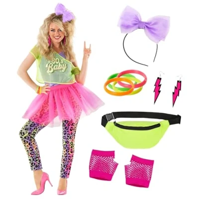 Afbeelding van Morph jaren 80 kostuum voor dames, kleding carnavalskostuum jurk, jurk 80, L
