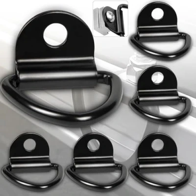 Afbeelding van Brateuanoii 6 stuks sjorringen, spanring, D anker, 453 kg, opvouwbare ringen, zware haken, bevestigingsringen voor aanhangers, vrachtwagens, auto&#039;s, boten, kajakken