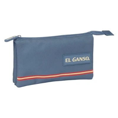 Afbeelding van Pennenetui met 3 vakken El Ganso Blauw 22 x 12 cm