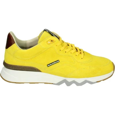 Afbeelding van Floris van Bommel Zager Sneakers laag, Heren, Maat: 41 1/3, Mottled yellow Veloursleer
