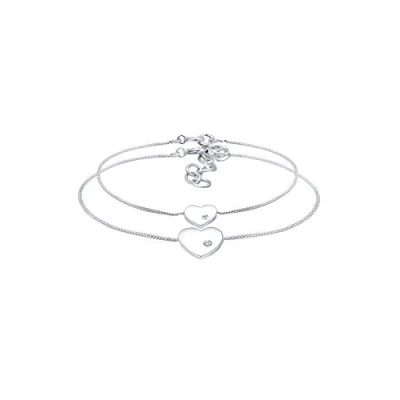 Afbeelding van Elli HERZ Mutter Kristalle Armband, Dames, Maat: 16, Silber