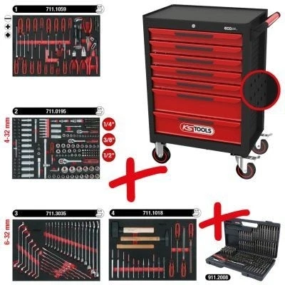 Afbeelding van KS Tools 897.7515 Werkplaatswagen Plaatstaal Kleur (specifiek): Zwart, Rood