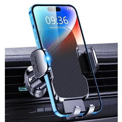 Afbeelding van Glangeh Telefoonhouder voor auto, ventilatierooster, [2023 verbeterde clip] 360 draaibaar, autotelefoonhouder met ontgrendelingsknop, compatibel iPhone 15 Pro Max en telefoons 4 7 inch