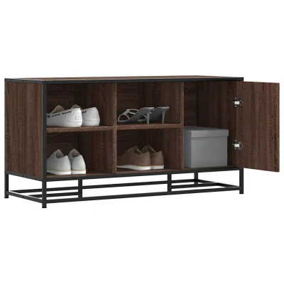 Afbeelding van vidaXL Schoenenbank 100x40x53,5 cm bewerkt hout en metaal bruin eiken