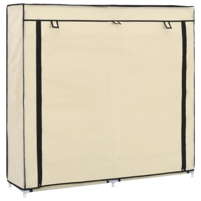 Afbeelding van Schoenenkast met hoes 115x28x110 cm stof crème