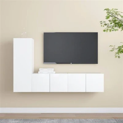 Afbeelding van vidaXL 3 delige Tv meubelset bewerkt hout wit