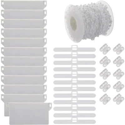 Afbeelding van Reparatieset voor verticale jaloezieën met 10 m ketting en kunststof connector, accessoires bovenhaken 127 mm