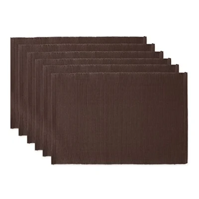 Afbeelding van DII Basic Everyday geribbelde placemats, 100% katoen, 33 x 48 cm, donkerbruin, 6 stuks
