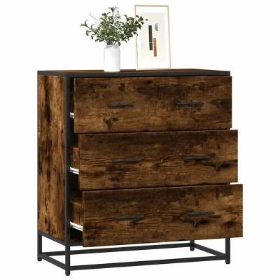 Afbeelding van vidaXL Dressoir 68x35x76 cm bewerkt hout en metaal gerookt eiken