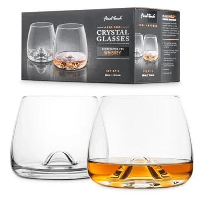 Afbeelding van Final Touch Whiskyglas Kristal Glazen gemaakt met DuraSHIELD Titanium Set van 2