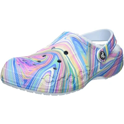 Afbeelding van Crocs Baya Lined Printed Clog Uniseks klomp, Mineraalblauw meerkleurig