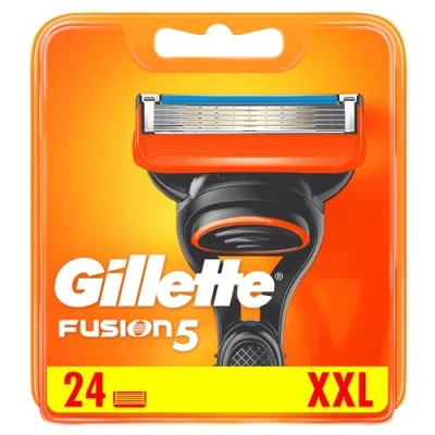 Afbeelding van Gillette Fusion5 Scheermesjes voor heren met antieke messen, maximaal 20 scheerbeurten per mes, 24 stuks