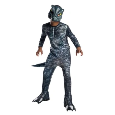Afbeelding van Rubies Dinosaurus Kostuum Jurassic World Velociraptor Kind Blauw, Grijs Maat 104 Carnavalskleding Verkleedkleding