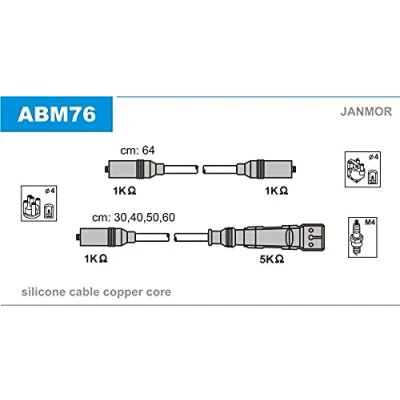 Afbeelding van JANMOR ABM76 Bougiekabelset VOLKSWAGEN: Passat B3/B4 Saloon