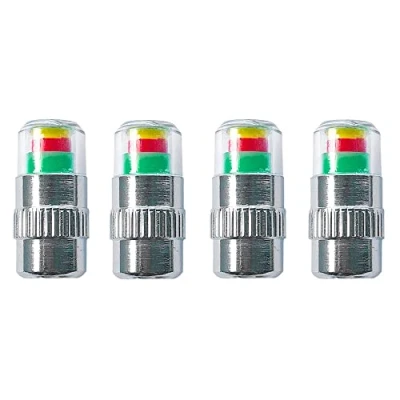 Afbeelding van QitinDasen 4 stuks premium schachtdoppen, ventielband, bandenspanningsmeter, veiligheidswaarschuwing, sensorindicator, 3 kleuren, stofkap, bandenventiel
