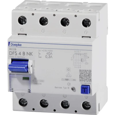 Afbeelding van Doepke 09136995 DFS4 040 4/0,30 B NK 4polig 40/0,3A Aardlekschakelaar 4 polig 40 A 0.3 230 V, 400 V