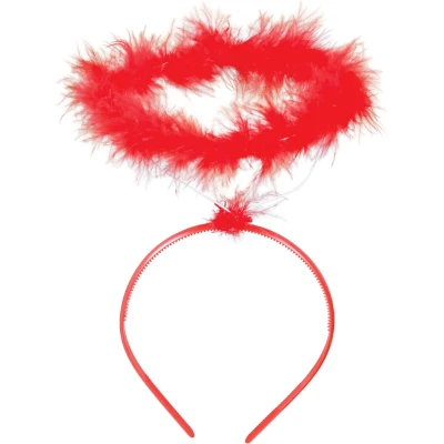 Afbeelding van Diadeem engel halo rood meisjes/dames Halloween/carnaval thema