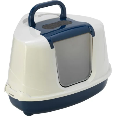Afbeelding van Moderna Hoek Kattenbak Flip Donkerblauw/Wit 56X45X39 CM