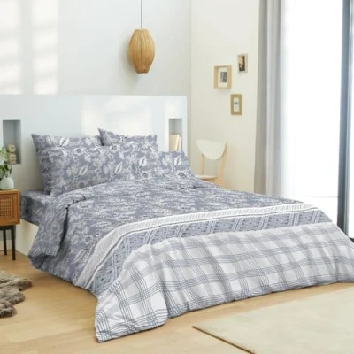 Afbeelding van UNIVERSDECOR Compleet pakket omkeerbaar dekbedovertrek voor bed 180 x 200 cm King Size (compleet HDC 200, lavendel bloemen)