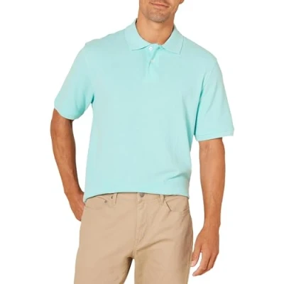 Image de Amazon Essentials Polo en coton piqué à coupe classique (grandes tailles disponibles) Men&#039;s, Bleu des Mers du Sud, M
