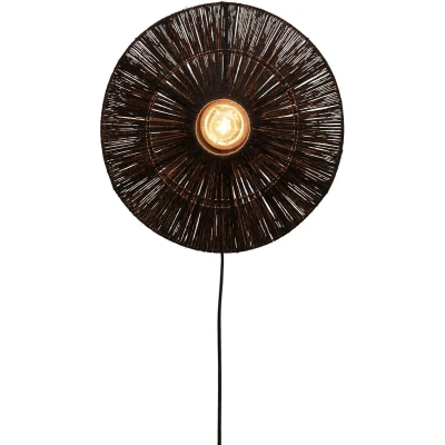 Afbeelding van GOOD&amp;MOJO Wandlamp Iguazu Jute Zwart Ø40cm