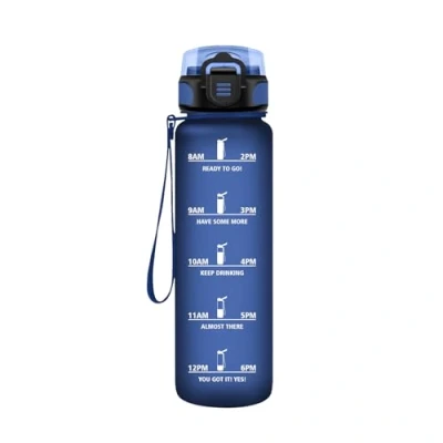Afbeelding van HoneyHolly Sportfles, 500 ml, kunststof, lekvrij, geschikt voor koolzuurhoudende dranken, fiets, kinderen, school, fitness, yoga, marineblauw
