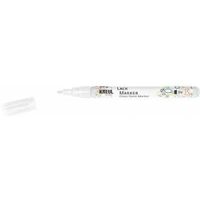 Afbeelding van Kreul 47210 Fijne witte verfstift met ronde punt, lijndikte 1 2 mm, voor het decoreren, beschrijven en decoreren van kleine geschenken, kaarten enz.