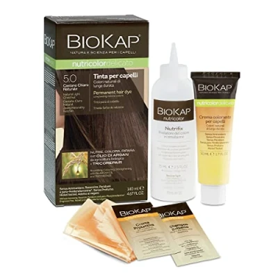 Afbeelding van BIOKAP Nutricolor Delicato, haarkleur zonder ammoniak, maakt het haar zacht en glanzend, haarkleuring met natuurlijke kleuren, 140 ml (5,0 natuurlijk lichtbruin)