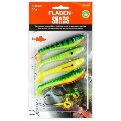 Afbeelding van Fladen Soft lure assortment Shad 100 mm 4 pcs two jigheads 10 gram