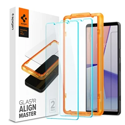 Afbeelding van Spigen AlignMaster Gehard glas compatibel met Sony Xperia 1 V, 2 stuks, ultra helder, krasbestendig, 9H displaybeschermfolie