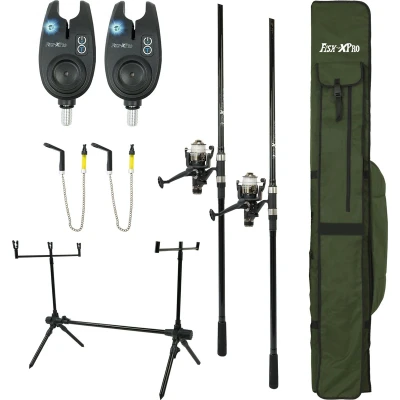 Afbeelding van FISH XPRO Karper Set Pro Improve 2 Rod Karperhengelset Zwart