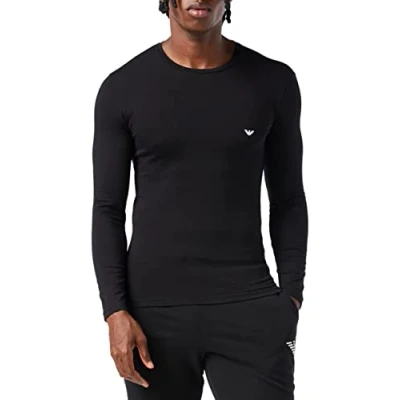 Afbeelding van Emporio Armani Basic T shirt van katoen, stretch, heren, zwart.