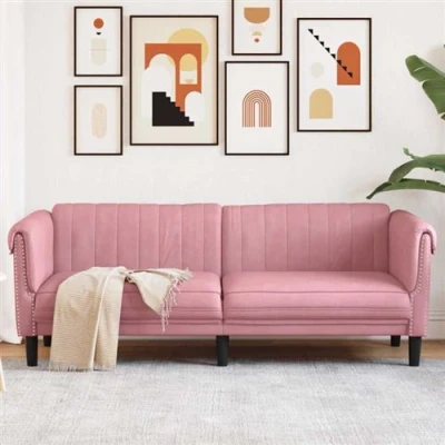 Afbeelding van vidaXL Driezitsbank fluweel roze