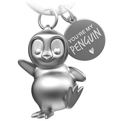 Afbeelding van FABACH Breezy pinguïn sleutelhanger gelukspinguïn geschenken vriendin of vriend cadeau partner liefde voor verjaardag, verjaardag gravure You&#039;re My Penguin, zilver (mat), één maat,