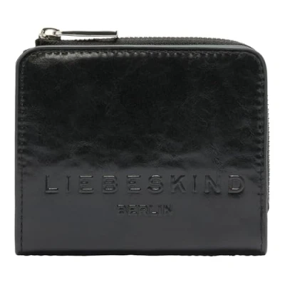 Afbeelding van LIEBESKIND BERLIN Leren Kaarthoes Elvira Paper Touch Crinkle Lena Purse Black Zwart