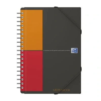 Afbeelding van Oxford INTERNATIONAL meetingbook connect, stevige kartonnen kaft grijs, 160 bladzijden,ft B5, geruit 5 mm schrift