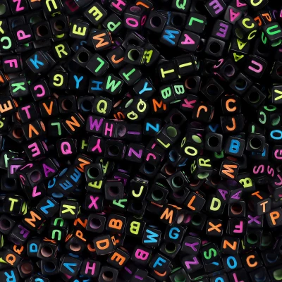 Afbeelding van Kurtzy Neon Gekleurde Acryl Vierkante Alfabet Kralen (1000 Pak) A Z Letter 6mm Voor Sieraden, Armbanden, Kettingen, Sleutelhangers, rijgen, Kunst &amp; Hobby, Zelfgemaakte Cadeaus