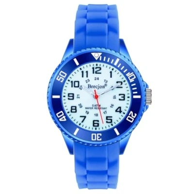 Afbeelding van Brecjon Montre d&#039;apprentissage pour enfant garçon et fille en silicone Étanche jusqu&#039;à 5 ATM Bracelet silicone, bleu roi/cadran lumineux